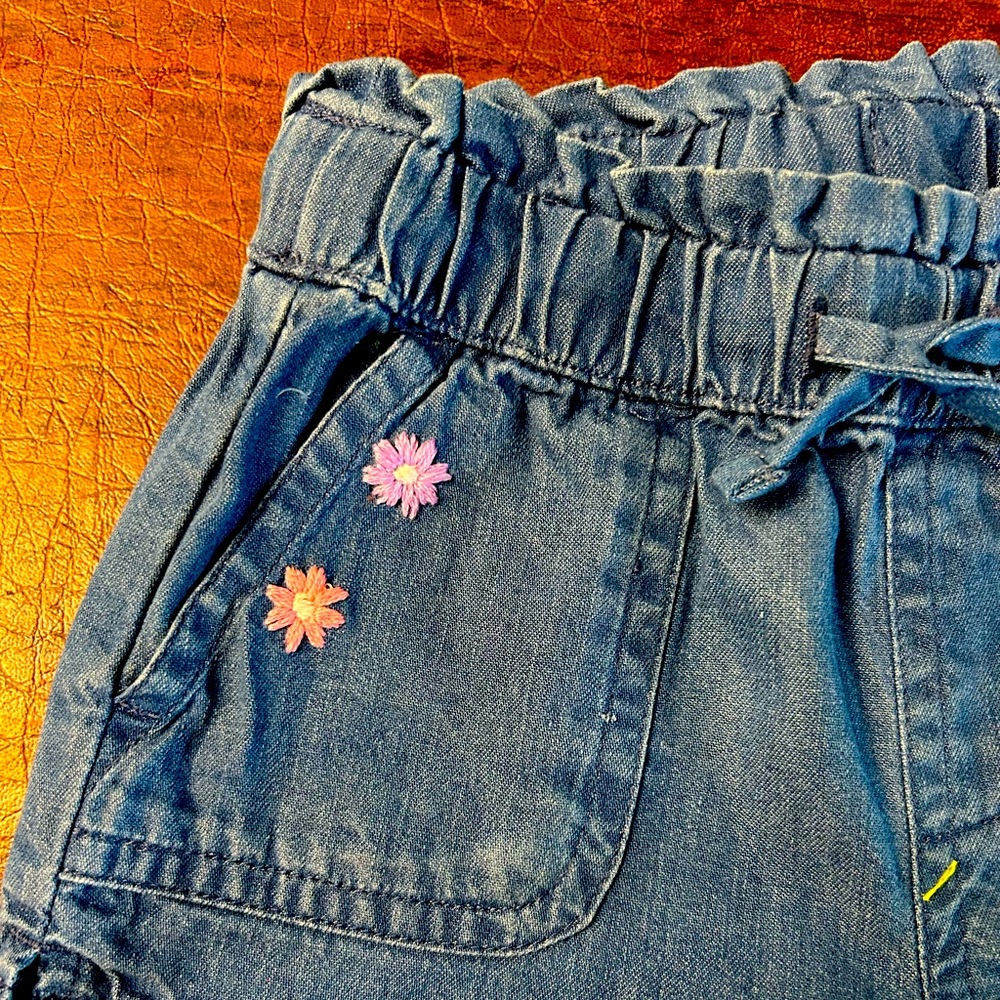 Jumping Bean Denim Kids Shorts with Embroidered Floral Accents size 12 mo - Picture 2 of 7